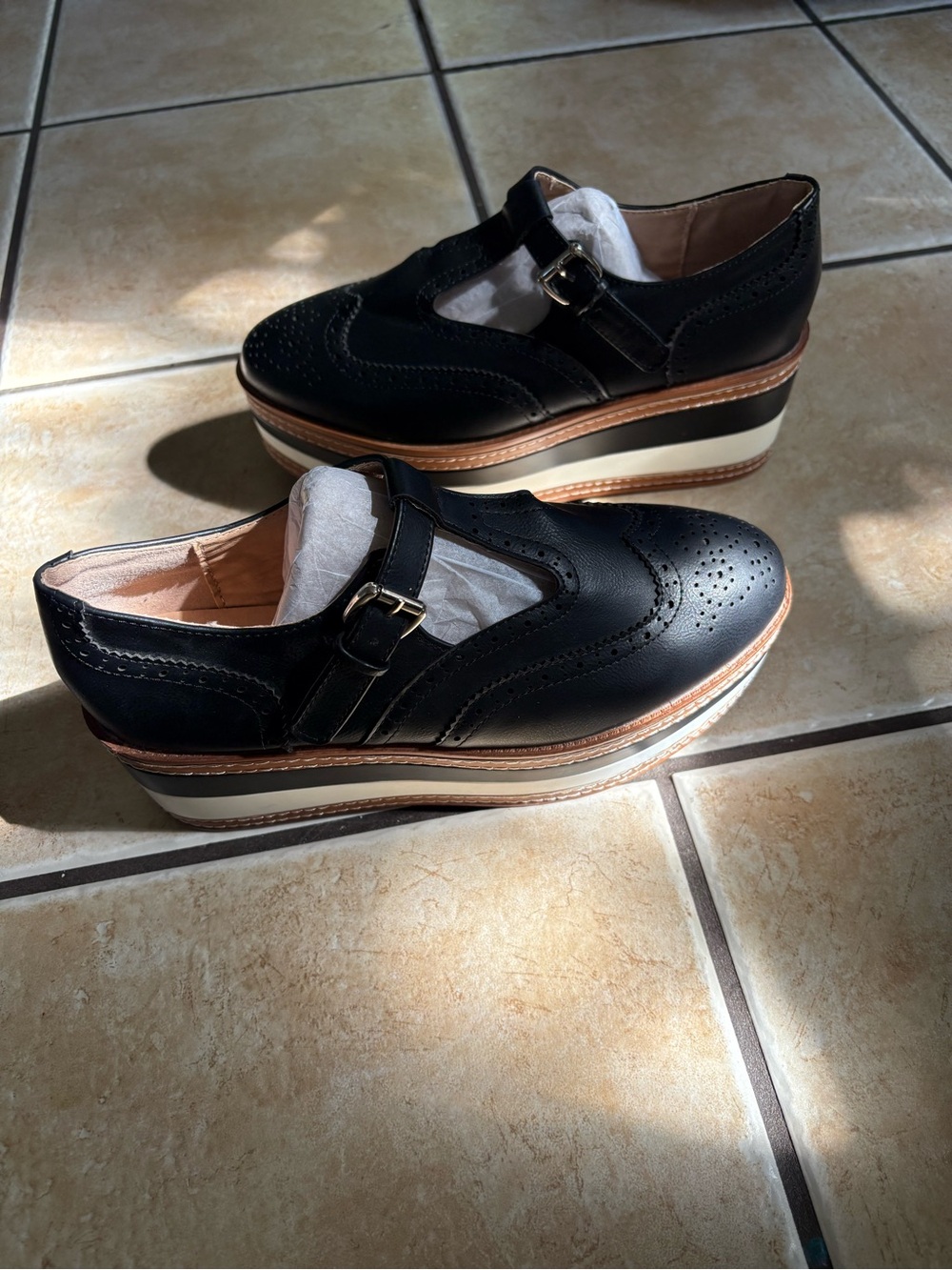 Black Platform Mary Jane Shoes for Women
